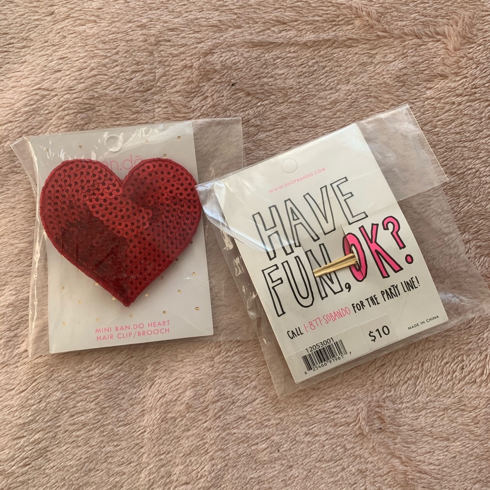 Sequin Heart Hair Clip / Brooch